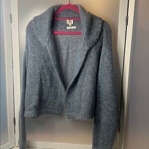 Margaret O’Leary kid mohair blend handknit sweater blue size 1 L/XL short